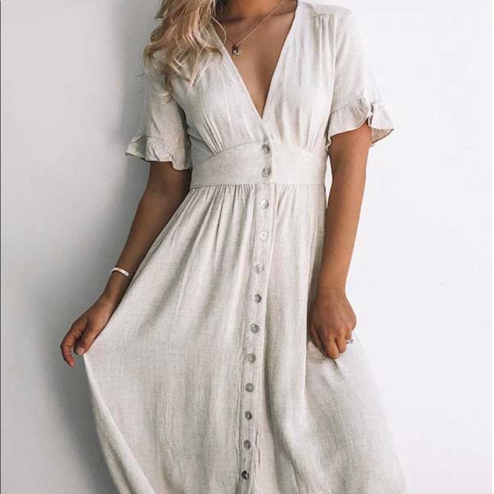 BEIGE KORBELA MIDI DRESS